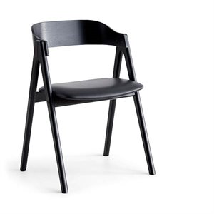 Findahl - Mette stol - Sort læder - Bøg sort lakeret